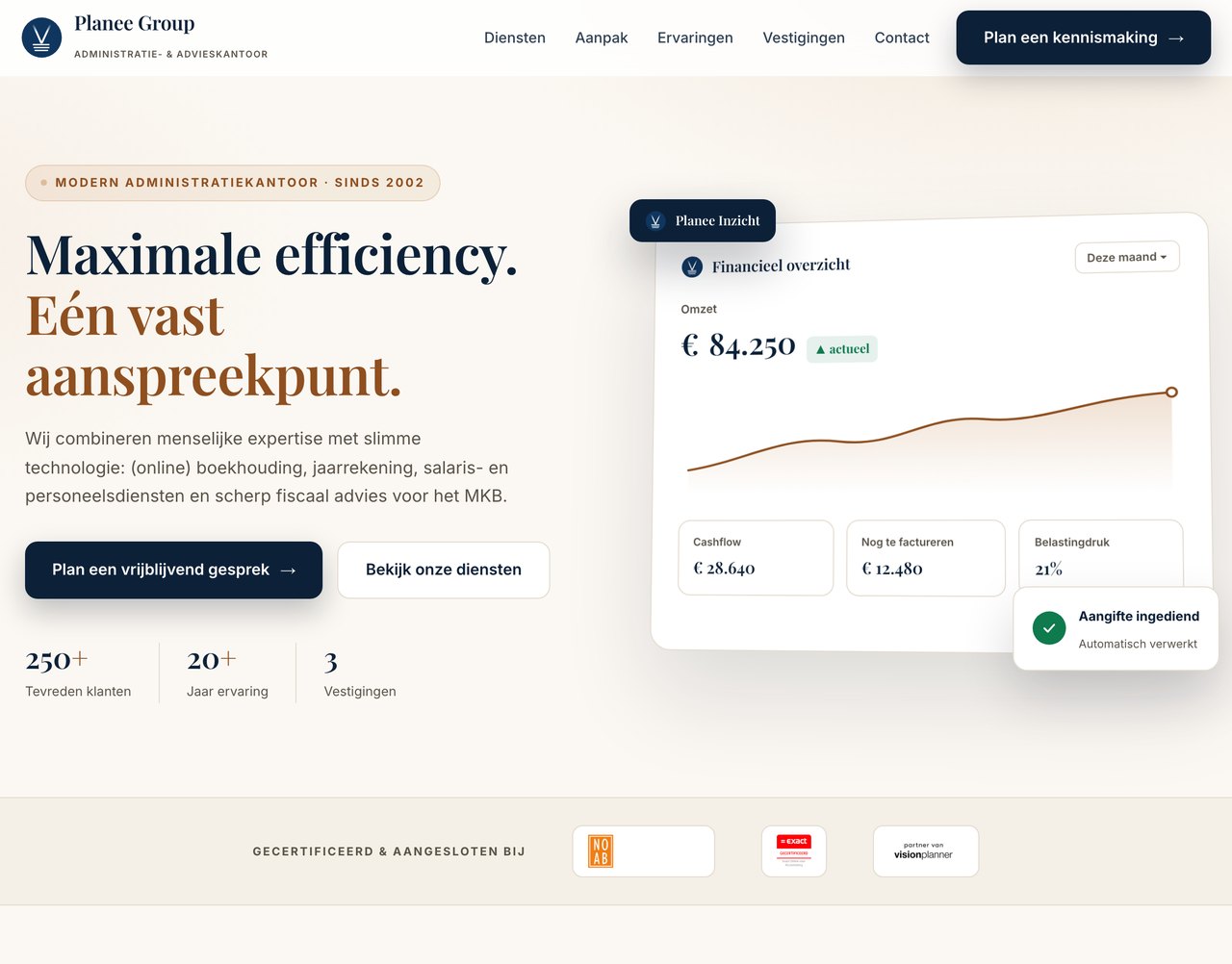 De nieuwe website van Planee Group