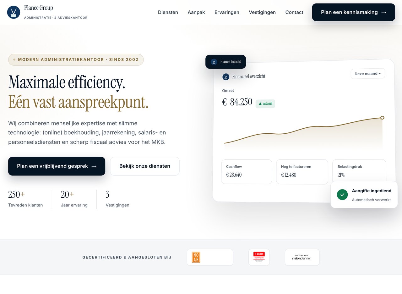 De nieuwe website van Planee Group